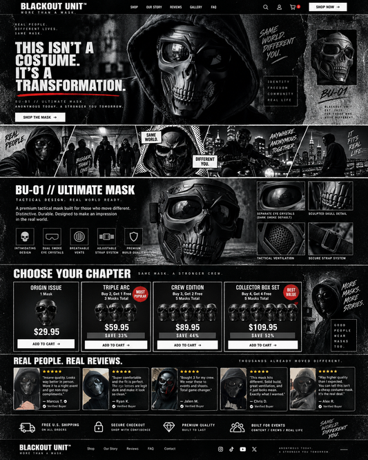 3 BLACKOUT UNIT ULTIMATE MASK + 2 FREE MASK + 5 BONUS COLOR CRYSTAL SETS